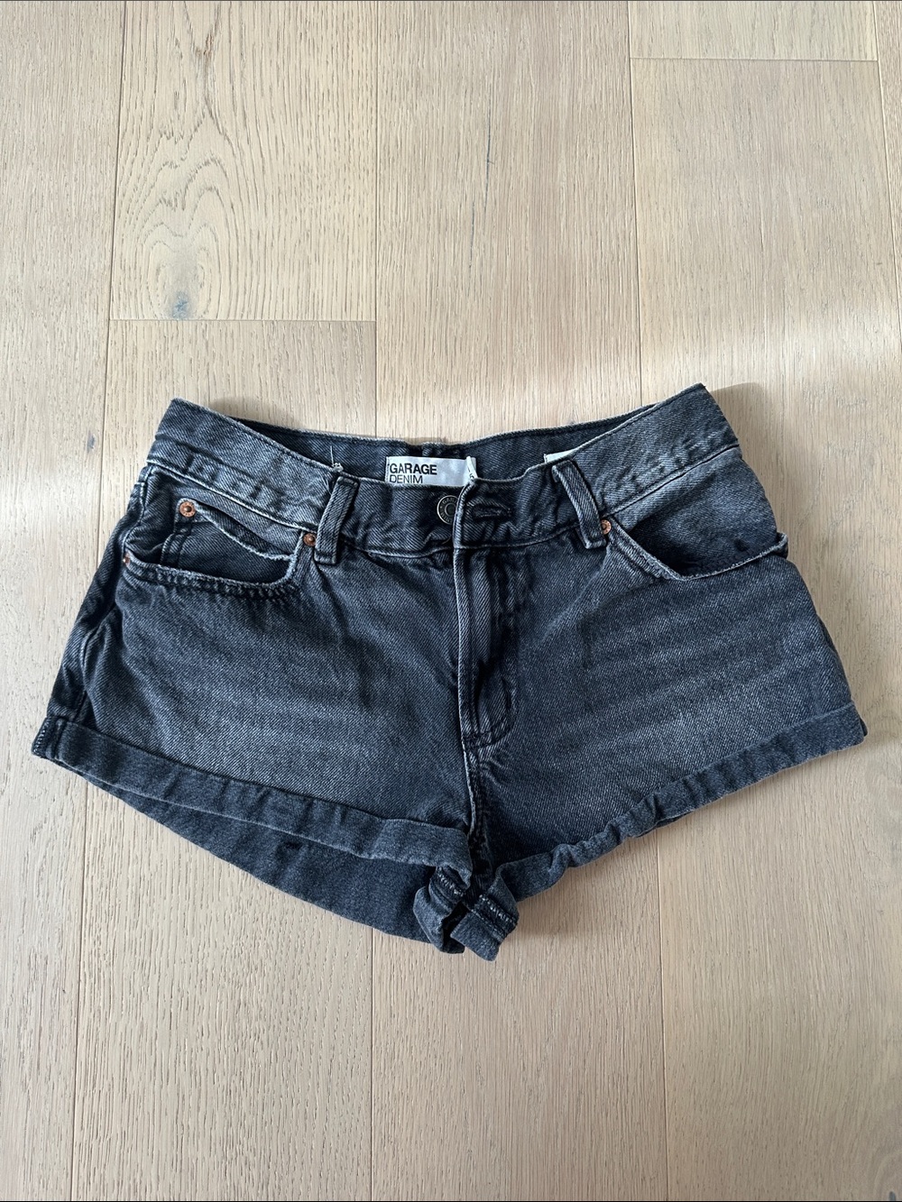Garage Black Rolled-Hem Denim Shorts